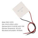 UMLIFE 6pcs TEC1-12715 12V 15A 40MMX40MM Heatsink Thermoelectric Cooler Cooling Peltier Plate Module