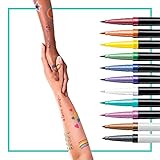 BODYMARK BIC Temporary Tattoo Markers for Skin, Pride Pack, Flexible Brush Tip, 11-Count Pack of Assorted Colors, Skin-Safe, Cosmetic Quality, Unique Gifts