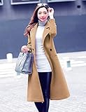 Korean Fashion Women Clothing Long Wool Trench Coat Long Blazer Overcoat(Camel, XXL)