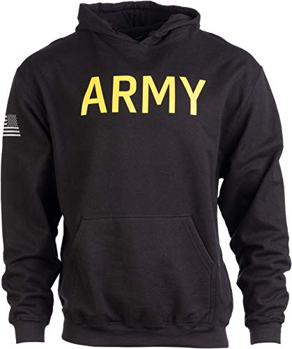 Ann Arbor T-shirt Co. ARMY PT Style Hoodie | U.S. Military Training Infantry Workout Fleece Hoody Sweatshirt-(Hood,M)