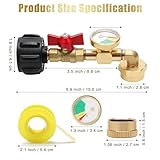 Windspeed Propane Refill Adapter with Valve and Gauge, QCC1 / Type1 Propane Refill Elbow Adapter 1lb to 20lb Propane Tank Adapter with 1 LB Propane Bottle Cap and Roll Sealing Tape for Camping Gill