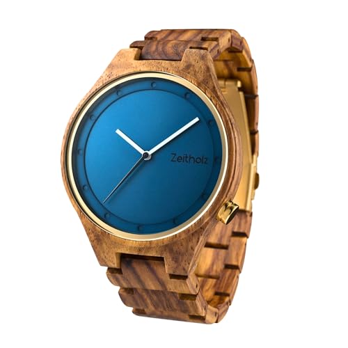 Zeitholz Wooden Watch for Men - Stolpen Model, Handcrafted from 100% Natural Rosewood with Quartz Movement - Lightweight Analog Wood Grain Watch for Him - Adjustable Band Fits Any Wrist
