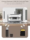 Cassette Player Recorder Converter,Record to Cassettes/USB/SD Card via Mic, Portable Cassette to MP3 Music via U Disk/SD Card or PC, Cassette Tape Player with Headphone Jack,Retractable Handle (White)