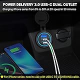 USB C Car Charger Socket 12V USB Outlet 2 Pack,78W RV USB Outlet Dual 30W PD USB-C and 18W QC3.0 Car USB Port with Button Switch Waterproof for Car RV Boat Marine Truck Motorcycle ect