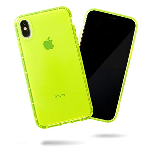 SteepLab Neon Highlighter Case for iPhone, The Grippy Jelly Case w/Protective Air Pockets (Conspicuous Neon Yellow, iPhone Xs Max)