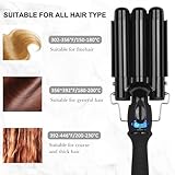 Three Barrel Curling Iron Professional Hair Waver, Ceramic Hair Curler Adjustable Temp Triple Barrel Crimper Hair Tool with LCD Display, Hair Iron Dual Voltage Wave Wand Fast Heating Iron Wavy Hair