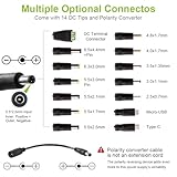 3V~36V 4A 144W Universal Power Supply 3V 5V 6V 9V 12V 15V 18V 20V 24V 30V 36V Adjustable Variable Switching AC/DC Adapter, 100V-240V AC to DC Converter with 14 Tips & Polarity Converter & Test Lead