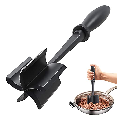 Upgrade Meat Chopper, Heat Resistant Meat Masher for Hamburger Meat, Ground Beef Smasher, Nylon Hamburger Chopper Utensil, Ground Meat Chopper, Non Stick Mix Chopper, Mix and Chop Potato Masher Tool