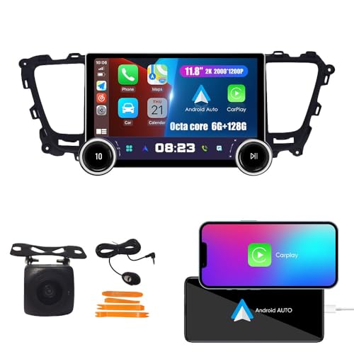 Display Knobs CarPlay/Android Auto Autoradio Android AM/FM Radio Navigation Stereo Player GPS 11.8" QLED Touch Screen BT WiFi 2 Din Headunit Tablet for Kia Carnival Sedona 2014-2019 Octa Core 6G+128G