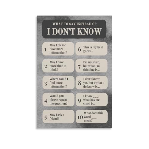 What to Say Instead of I Don't Know Poster Print Canvas for Living Room Bedroom Decor 08x12inch(20x30cm) Unframe-style