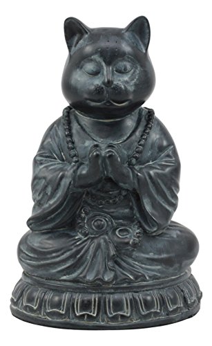 Ebros Buddha Cat Statue in Meditating Cat Figurine Pose for Zen Cat Memorial Or Spiritual Decor