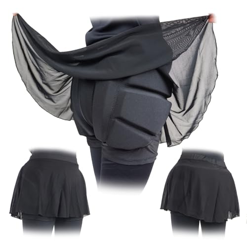 SKATING SPIRIT Padded Skating Shorts Protective Crash Pants Built-in Mash Skirt Covering Tailbone Hip Butt Pad (M)