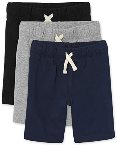 The Children's Place boys French Terry Casual Shorts, Black/Smoke Gray/New Navy 3 Pack, X-Small US