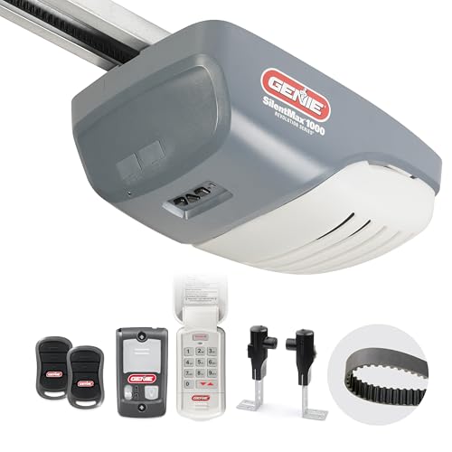Genie SilentMax 1000 Garage Door Opener - Ultra-Quiet Belt Drive - Includes two 3-Button Pre-Programmed Remotes, Wall Console, Wireless Keypad, Safe T-Beams-TKH, 140V DC Motor