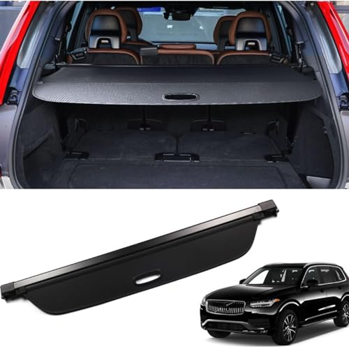 Marretoo for Volvo XC90 Cargo Cover 2024 2025 2016 2017 2018 2019 2020 2021 2022 2023 for Volvo XC90 Accessories Black Retractable Trunk Cover Security Shield Shade