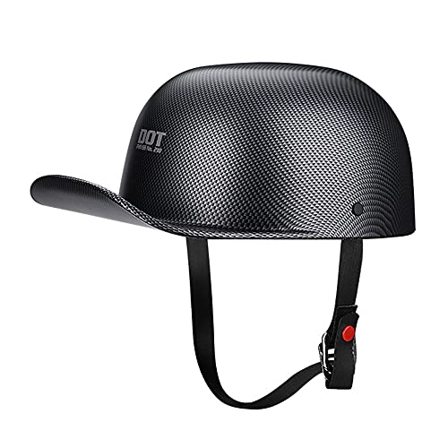 Woljay Vintage Open Face Motorcycle Helmet Retro Baseball Cap Half Helmets Men Women for Scooter Moped Cap Street Cruiser Jet - DOT Certified (X-Large, Matte Carbon Fiber)