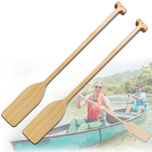 RUBAPOSM 2 Pcs Oar Canoe Paddle 4 Feet Wooden Boat Paddle, Ergonomic Grip,Pine Wood Paddle Oars for Kayak Water Sport DIY Home Decoration