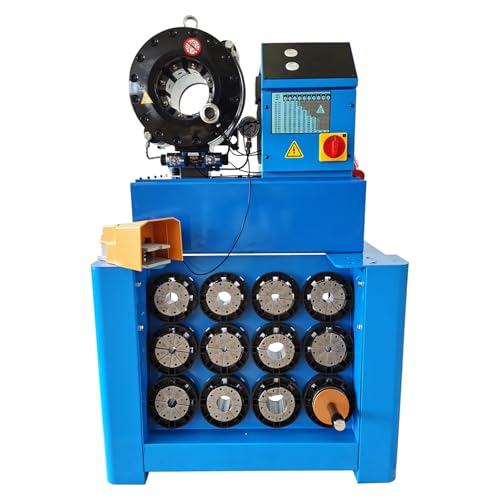EQCOTWEA Electric Hydraulic Hose Crimping Machine 3/5"-3'' High Pressure Pipe Tube Crimper Shrinking Swaging Machine 550T Crimping Force Hose End Assembly Equipment with 13 Dies 220V/3PH