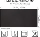 Large Silicone Heat Resistant Mat, 78.7” x 15.7” Nonslip Silicone Placemat for Countertop Protector, Nonstick Waterproof Table Desk Saver Pad for Kitchen & Dining,Black