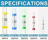 800PCS Solder Seal Wire Connectors,Plustool Self-Solder Heat Shrink Butt Connectors,Solder Sleeve Waterproof Insulated Wire Connectors,Electrical Butt Splice Wire Terminals for Marine Automotive Truck