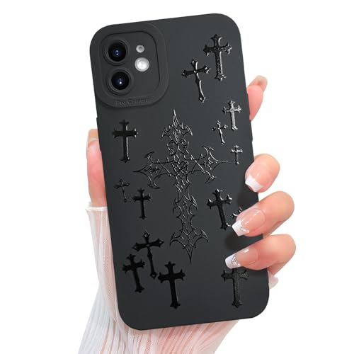KANGHAR for iPhone 11 Case Aesthetic Blessed Cross Jesus Christian Goth Designed for Women Girls Men, Full Camera Protection Slim Fit Soft TPU Shockproof Protective Cover - Black