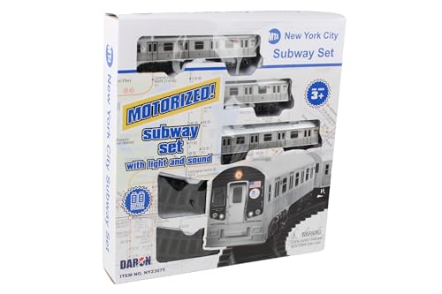 New York MTA New York City 3 Pc. Battery Operated Train Set with Track ,39" X 25",Silver