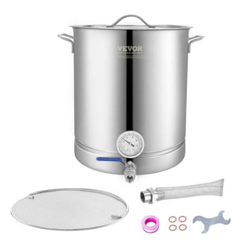 VEVOR Brew Kettle 16 Gal, Brewing Pot Stainless Steel, Brew Kettle Pot for Beer Brewing with Filter&Filter Tray, Tri Ply Bottom for Beer