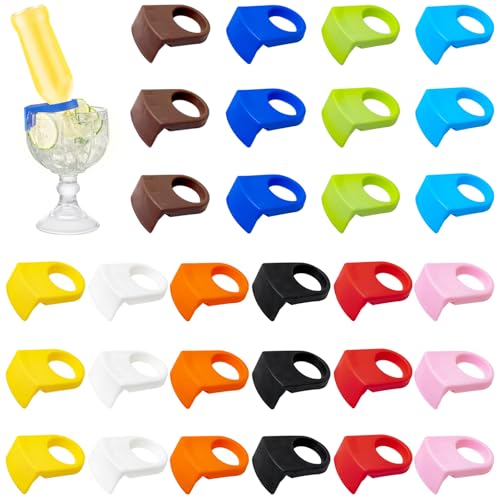 30 PCS Bottle Buckle Wine Glass Clip Holders, Colorful Beer Snap Cocktail Bottle Clips for Home Birthday Wedding Party, Wine Glass Bathroom (Colorful)
