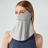 OHRAIN Neck Gaiter Face Scarf Cover Sun Protection Balaclava Cloth Bandanas with Ear Loops 19SSF018, Light Grey