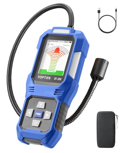 TOPTES RT-389 Rechargeable Refrigerant Leak Detector, HVAC Freon Leak Detector with 3 Sensitivity Modes & 3 Alarm Types, Air Conditioning Detection for CFCs, HCFCs, HFCs, HFOs, HCs - Blue