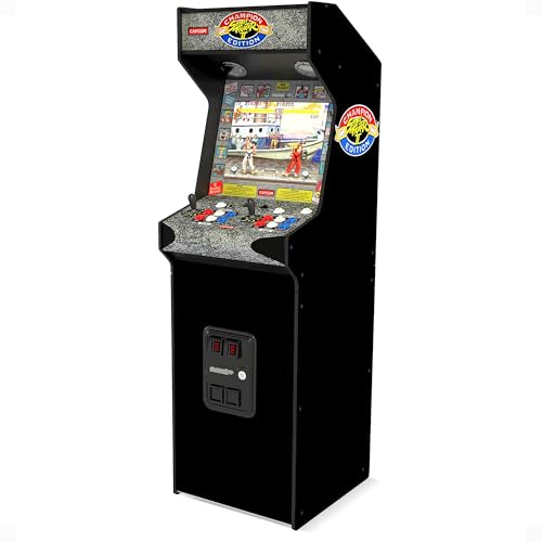 Arcade1Up Street Fighter Arcade Game Machine, Stand Up Cabinet w/ 14 Titles & 17" Screen - Deluxe Machine with Classic Video Games