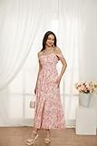 2024 Women's Summer Sleeveless Off Shoulder Floral Flowy A Line Maxi Dresses Pink Floral L