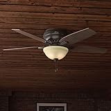 Hunter Fan Company, 53314, 52 inch Newsome Premier Bronze Low Profile Ceiling Fan with LED Light Kit and Pull Chain