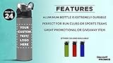 DISCOUNT PROMOS Custom Aluminum Water Bottles with Carabiner 25 oz. Set of 24, Personalized Bulk Pack - Refillable, Great for Gym, Hiking, Cycling, School - Silver