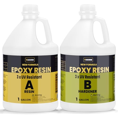 TAKIMO 2 Gallon 3×UV Resistant Resin Kit,No Bubble & Crystal Clear Epoxy Resin for Coating, Casting, Table Top,DIY, Bar Top, River Tables, Resin Art, Wood with High Gloss Finish