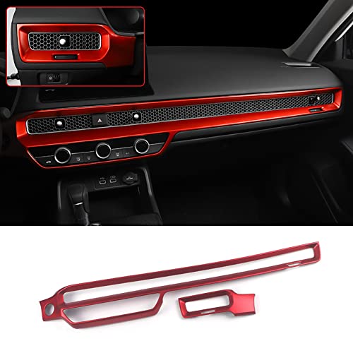 KELEIMAI Car Accessories Fit for Honda Civic 11th Gen 2022 2023 2024 2025 Sedan Hatchback LX EX EX-L Sport Touring Inner Dashboard Center Console AC Air Vent Outlet Cover Trim (Red) ABS 2 PCS
