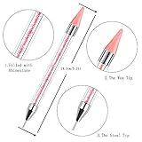 Kaychan Rhinestone Picker Tool 2 Acrylic Handle Rhinestones Applicator Dual-Ended DIY Nail Art Tool with 4 Extra Wax Tips and 1 Tweezer