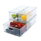 Tidy Tools Clear Refrigerator Organizer Bins For Pantry Organization and Food Storage, Stackable Plastic Storage Bin With Pull-Out Drawer – Kitchen Containers, 3 Pack