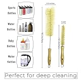 All Natural Bottle Brush and Straw Set (NO Plastic) Sisal Bristles and Wood Handle Bottle Cleaners for Washing Narrow Beer Bottles, Sports/Water Bottles, Tumbler, Kettles, Lid Brush, Long Straw Brush