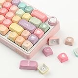 TYRIXKI PBT Keycaps 126 Keys MOA Profile Cute Keycaps Dye-Sublimation Rainbow Candy Keycaps Set Custom Keycaps for Cherry Gateron MX Swithes Mechanical Keyboards