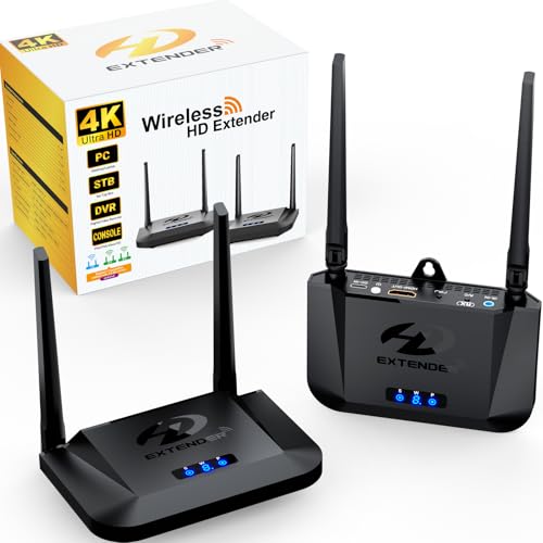 Graige Wireless HDMI Transmitter and Receiver 4K 30HZ, 1000 FT, HDMI Loop-Out, IR Extend, Dual Cooling Systems, 9 Channels, 1 TX to 3 RXS, Streaming from STB, PC, DVD, CCTV to TV, Projector, Monitor