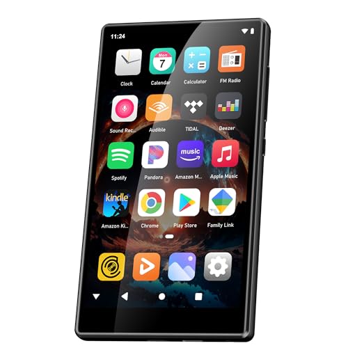 SWOFY 96GB MP3 Player with Bluetooth and WiFi, MP4 Music Player with 5-inch Touch Screen, Spotify, Audible, Amazon Music, Deezer,Built-in Speaker, FM Radio,Android 13.0, up to 1TB Black