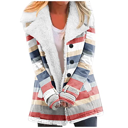 YAnGSale Women's Winter Down Jacket Warm Plush Hoodies Horn Button Coat Plus Size Wool Jacket Velvet Outerwear, Za-pink, 3X-Large