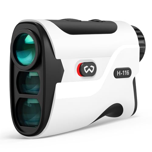 WOSPORTS Golf Rangefinder with Slope - 1200 Yards Laser Range Finder Golf with Magnetic Strap, Flag Pole Locking Vibration, 6X Magnification (H116-1200 Yards)