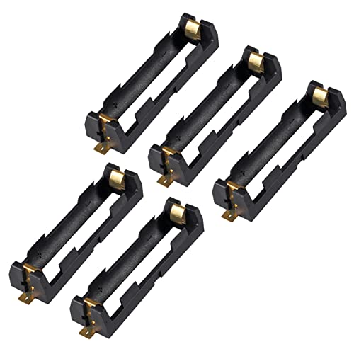 Aobao 5pcs 18650 Battery Holder 1 Slot 3.7V 18650 Battery Clip Holder Box Storage Case with Soldering Pin Copper Contacts for 18650 DIY Charging Power Supply, Electronics Accessories