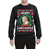 Wild Bobby Merry Chrithmith Ugly Christmas Sweater Unisex Crewneck Graphic Sweatshirt, Black, XX-Large