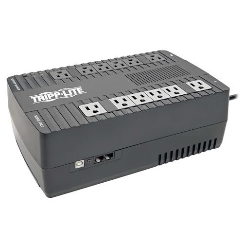 Tripp Lite 750VA Small UPS Battery Backup Surge Protector, AVR Automatic Voltage Regulation, 12-Outlets, Sine Wave, Mini UPS, TV & Computer UPS, 3-Year Warranty & $100,000 Insurance (AVR750U)