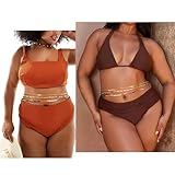 50 Inch African Waist Beads for Women Plus Size Layered Colorful Non-Stretching tie on handmade Belly beads Body Jewelry gift bikini（4PCS) (brown)