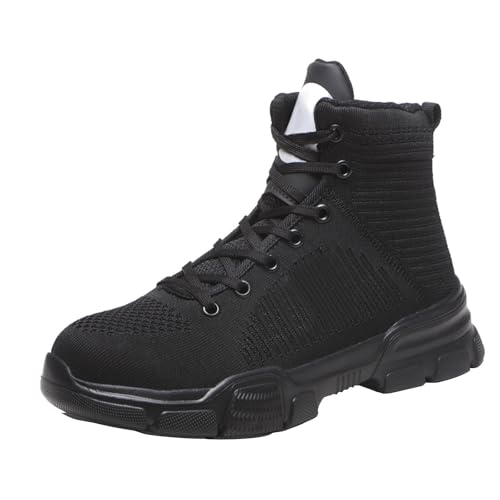 Men's Spring and Autumn Winter Capped Anti and Anti Puncture High Top Work Shoes and Non Slip Rubber Knee High Boots Men (Black #6, 11)