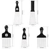 Folansy 5 Pcs Afro Comb Metal African American Pick Comb Hairdressing Styling Tool Hair Pick for Hair Styling black